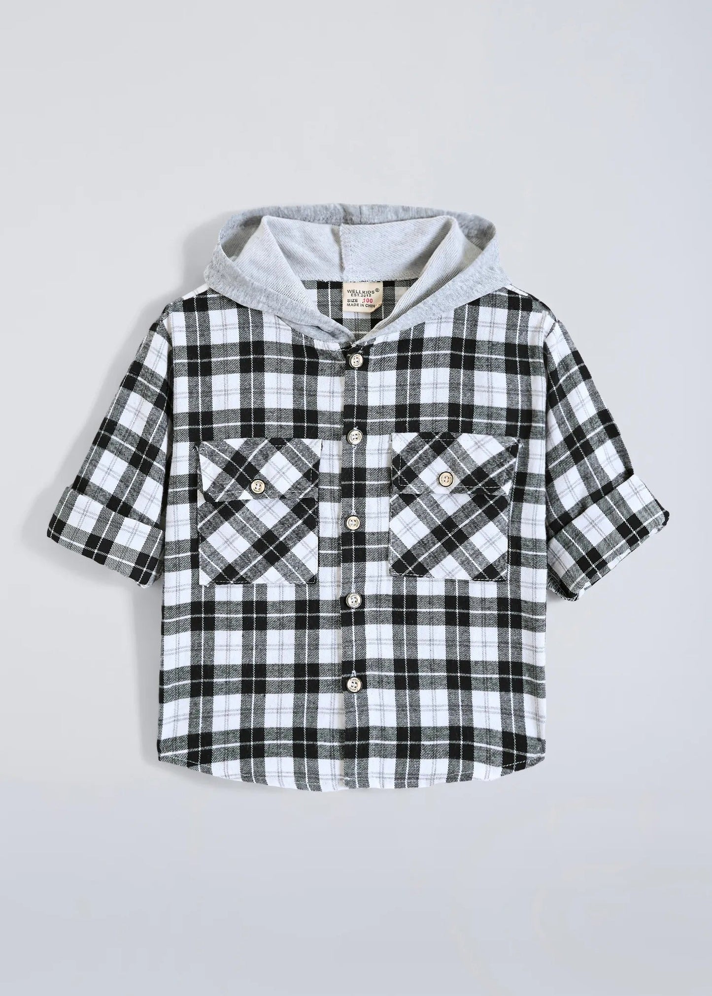 Kids Hooded Checkered Shirt & Denim Jogger Pants Co-Ord Set | Premium 2-Piece Casual Outfit for Boys & Girls